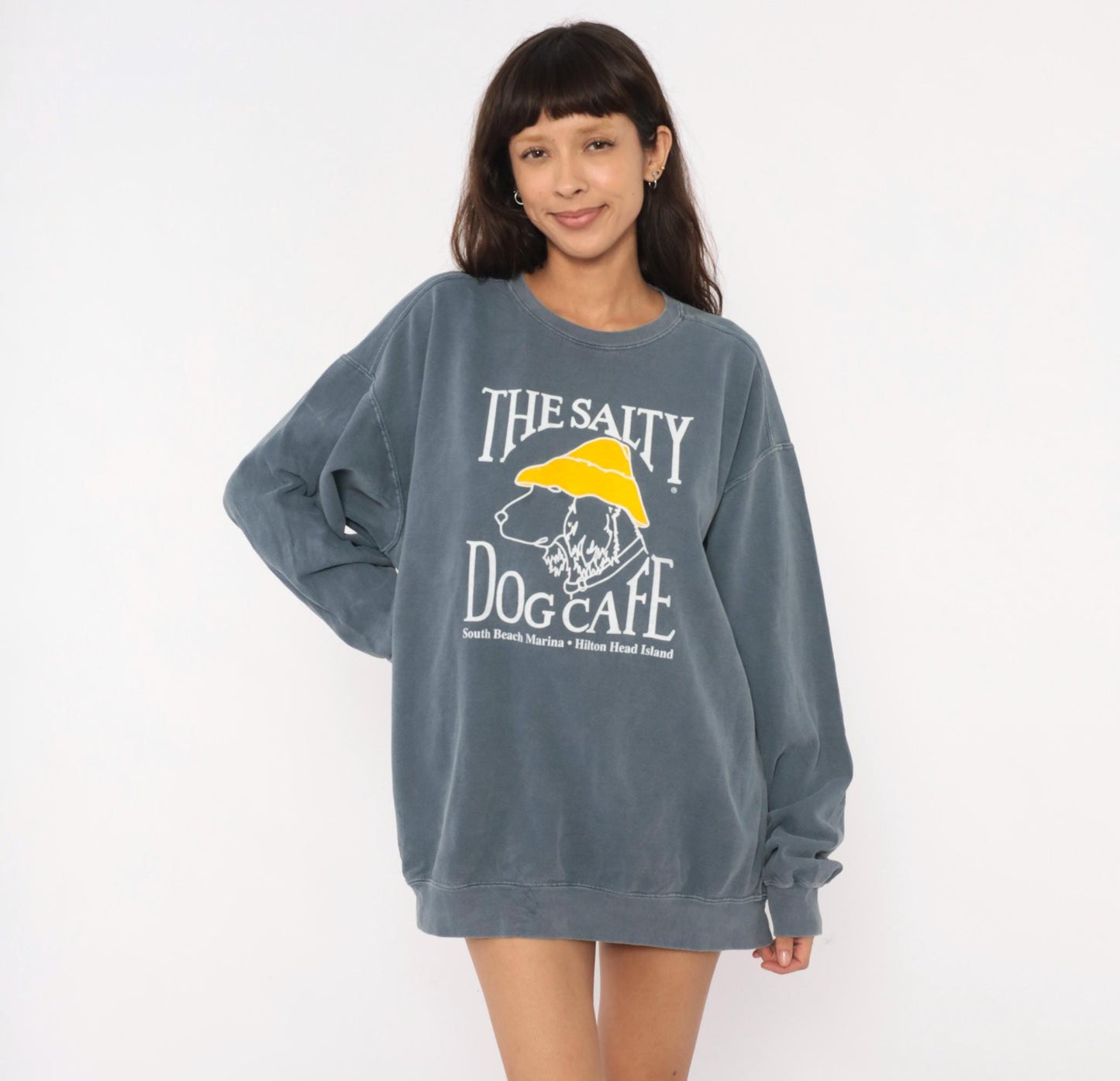90s Salty Dog Cafe Hilton Head Island Sweatshirt Grey Cotton Graphic Dog Extra Large XL