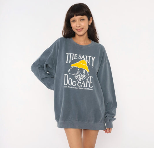 90s Salty Dog Cafe Hilton Head Island Sweatshirt Grey Cotton Graphic Dog Extra Large XL