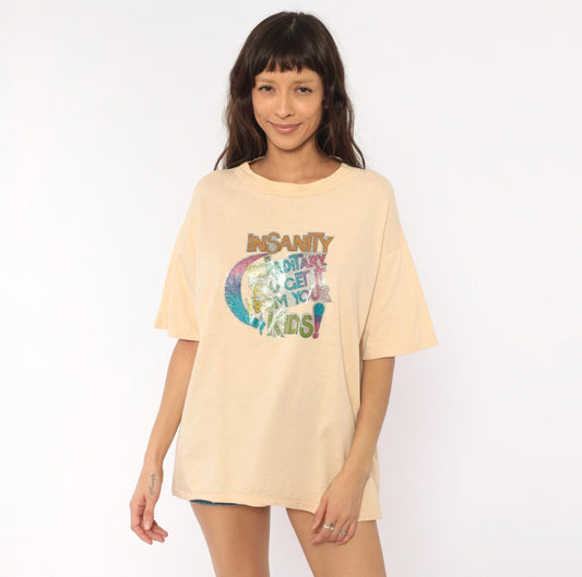 90s Anvil Graphic Tee Insanity Hereditary Kids Peach Cotton Extra Large