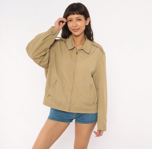 60s Ceiling Zero Blauer Harrington Jacket Tan Windbreaker Epaulette Extra Large