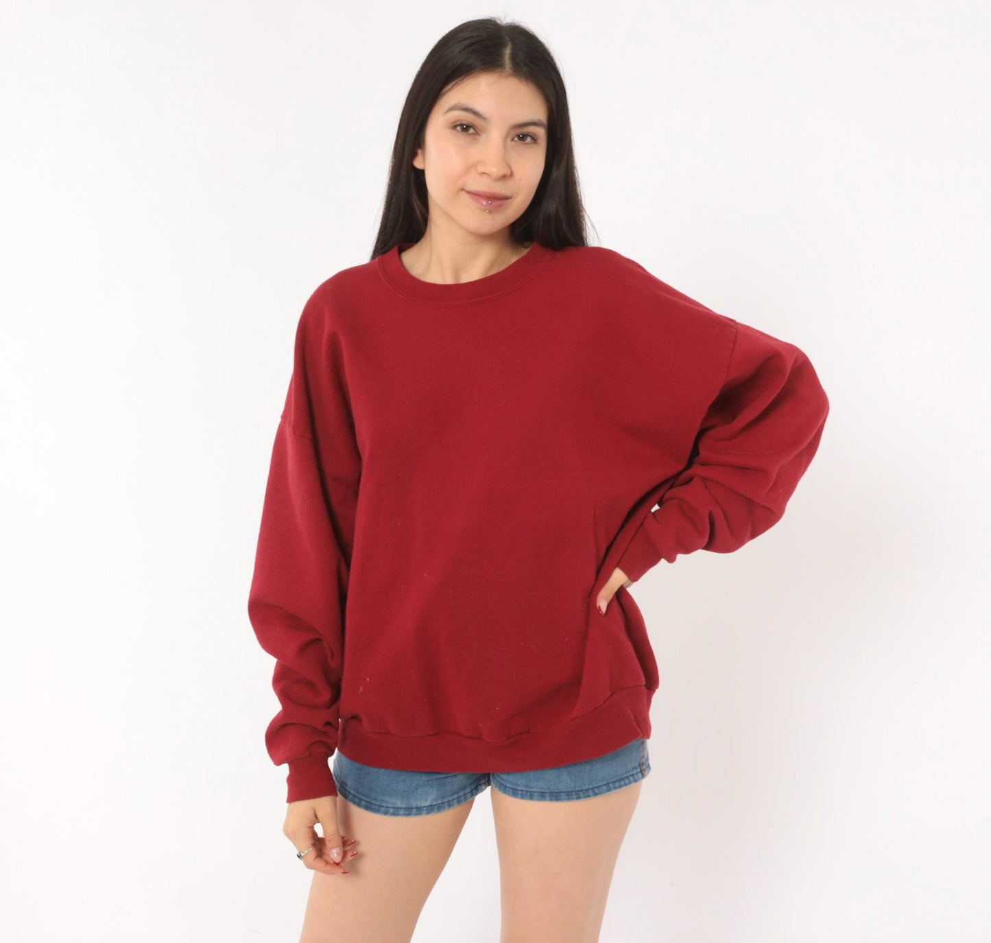 90s Jerzees Burgundy Crewneck Sweatshirt Cotton Blend Extra Large XL