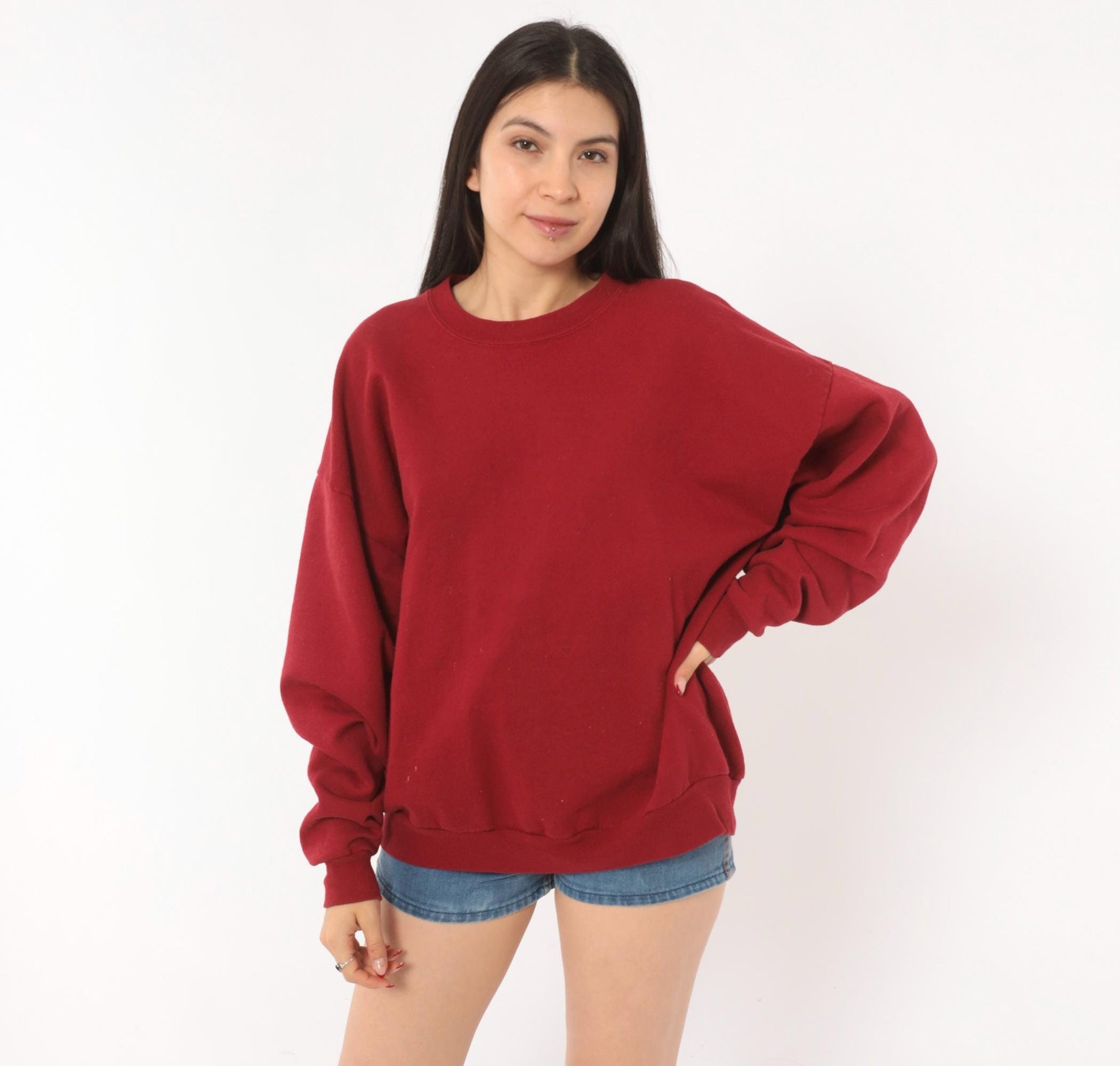 90s Jerzees Burgundy Crewneck Sweatshirt Cotton Blend Extra Large XL