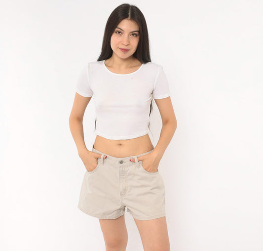 90s Calvin Klein High-Waisted Khaki Shorts Cotton Tan Medium M
