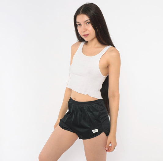80s Nike Running Shorts Black Nylon Split Hem Athletic Extra Small XS