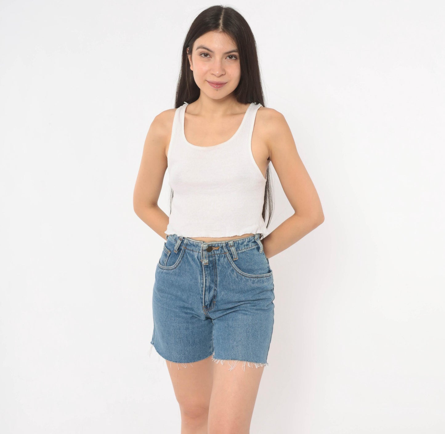 90s Sergio Valente High Waisted Cutoff Denim Shorts Blue Medium Wash Extra Small XS