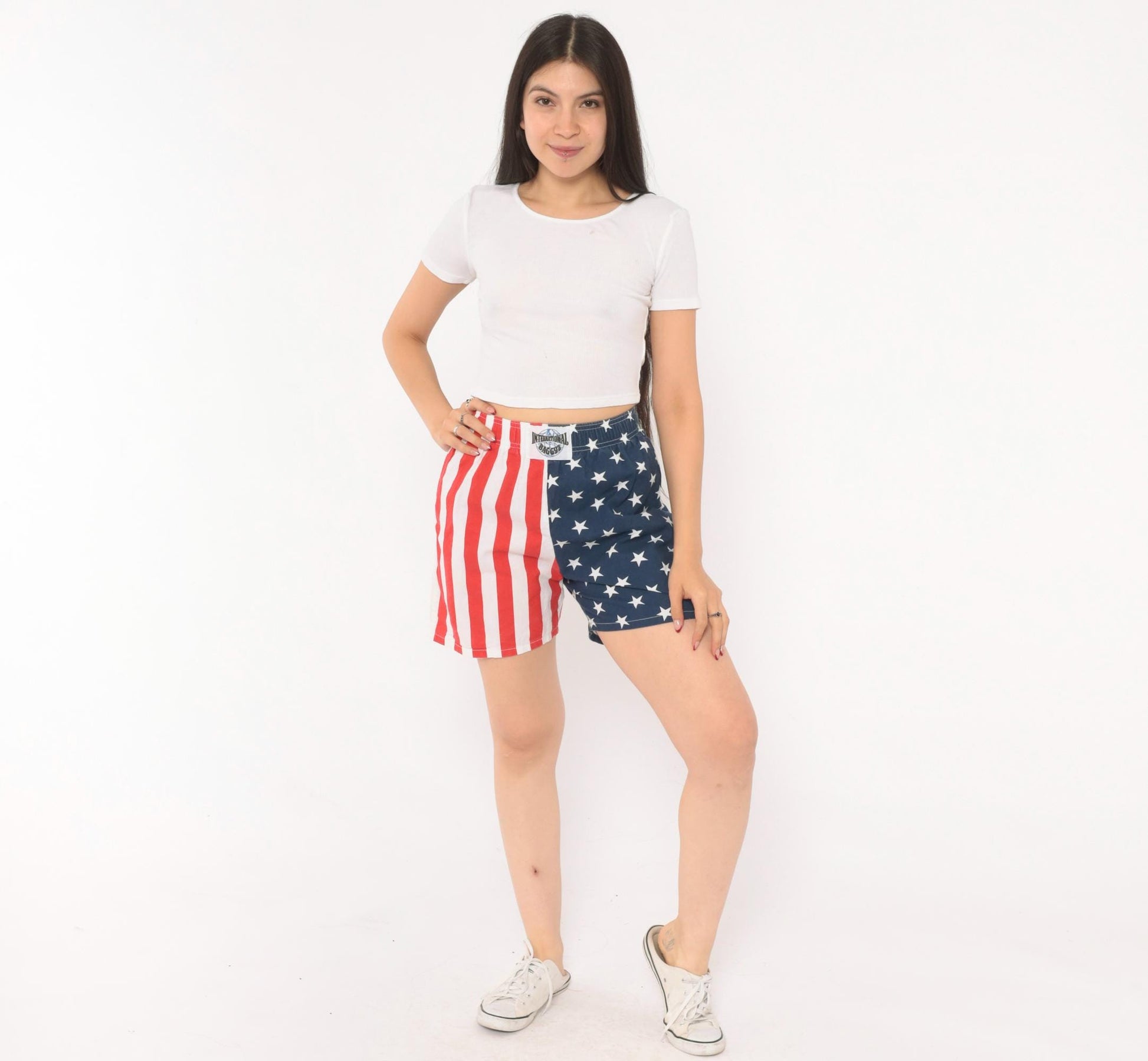 90s International Baggyz American Flag Shorts Cotton Small