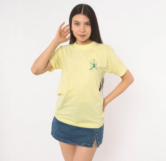 80s Select T Turtle Races Graphic Tee Yellow Green Cartoon Medium
