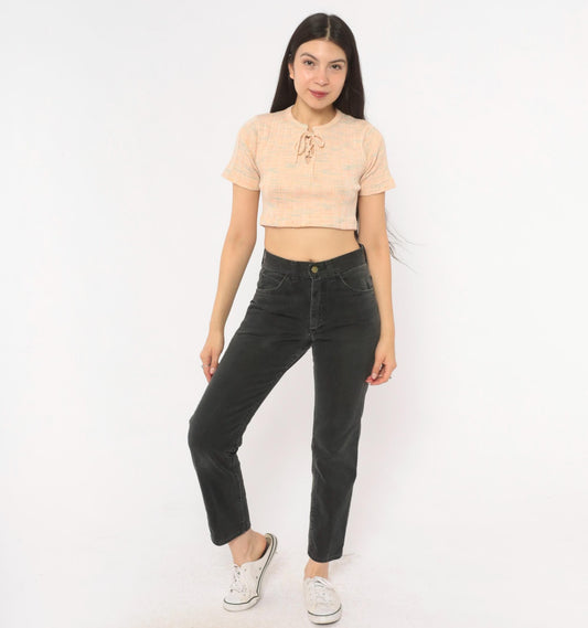 80s Lee High Waisted Straight Leg Jeans Black Denim Small S