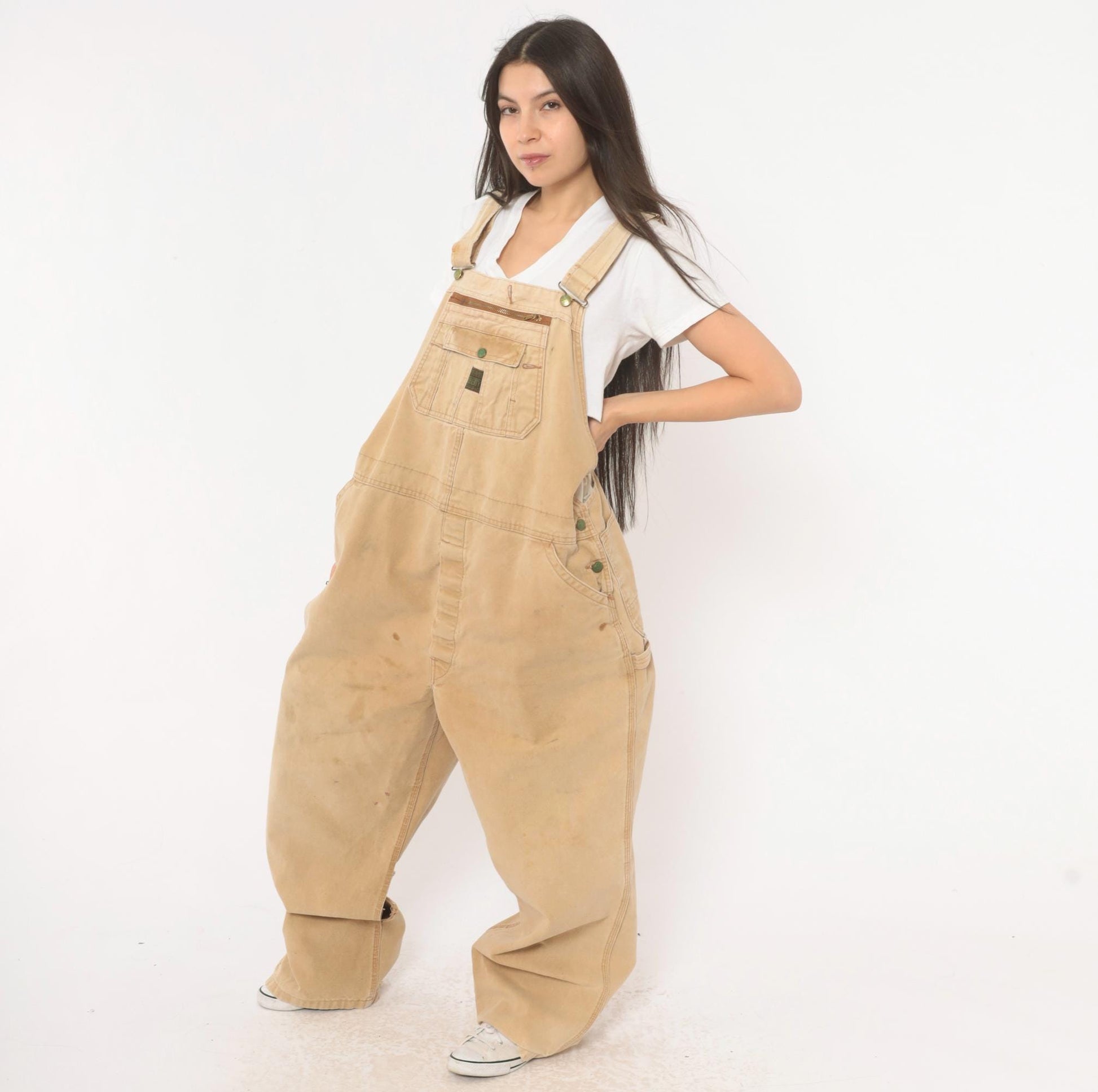 90s Liberty Canvas Bib Overalls Tan Workwear Unisex Large