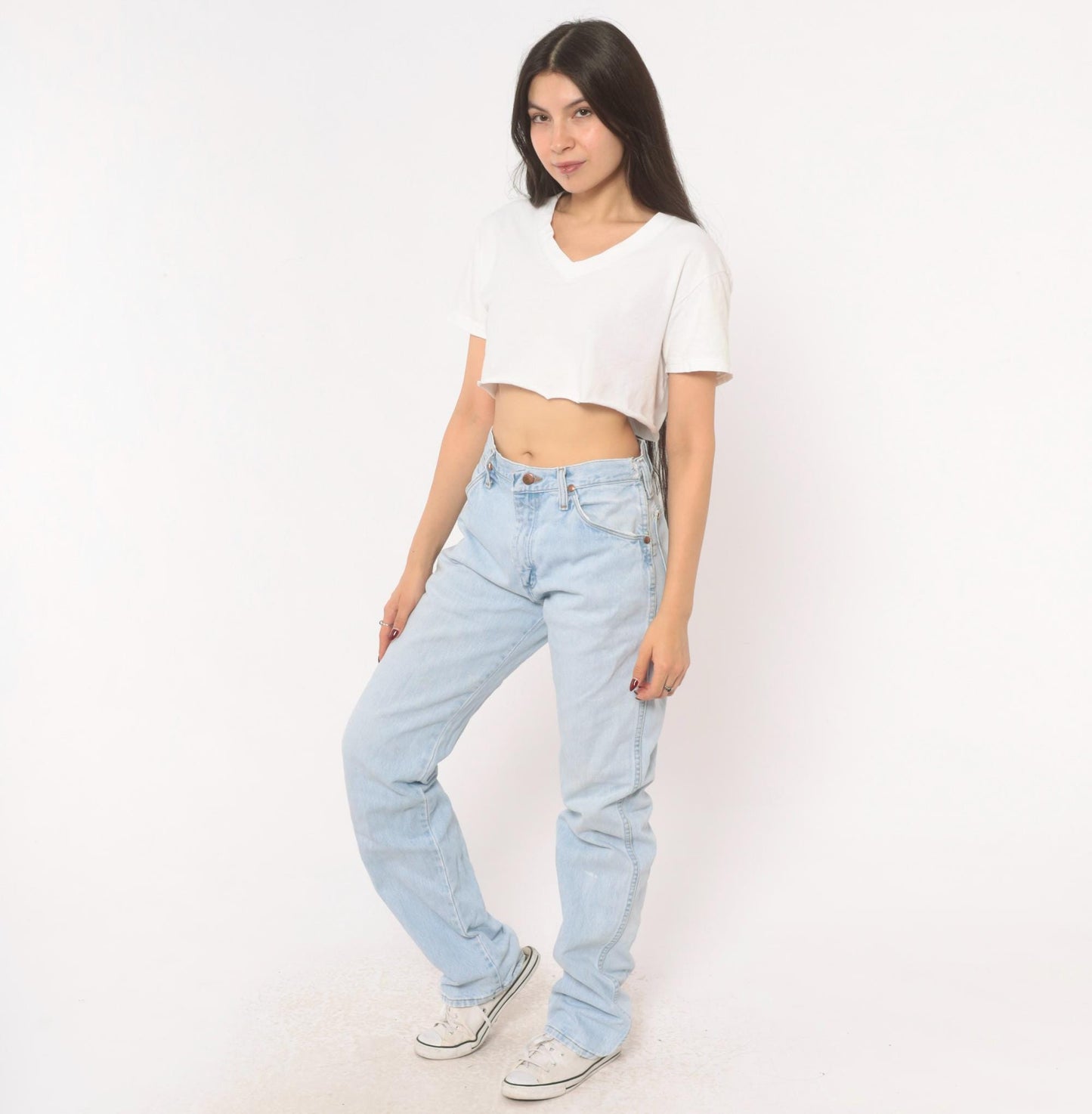 90s Wrangler Light Wash Straight Leg Jeans High Rise Cotton Denim Women's 29