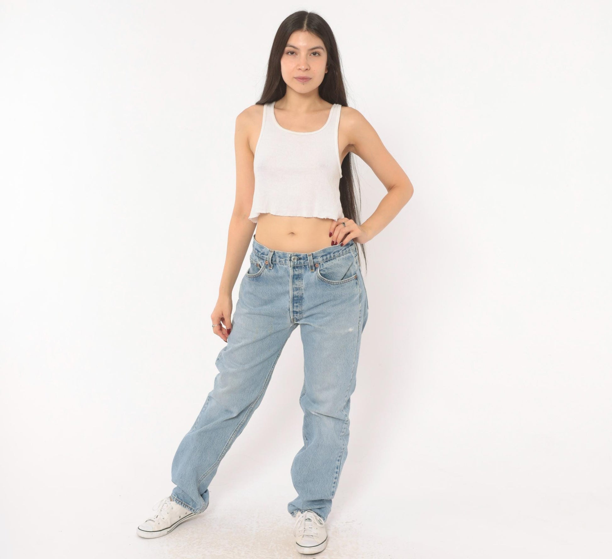 90s Levi's 501 Light Wash Straight Leg High Waist Jeans Medium