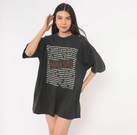 90s Mama Said 1994 Graphic Tee Black Cotton Distressed Plus Size XXL