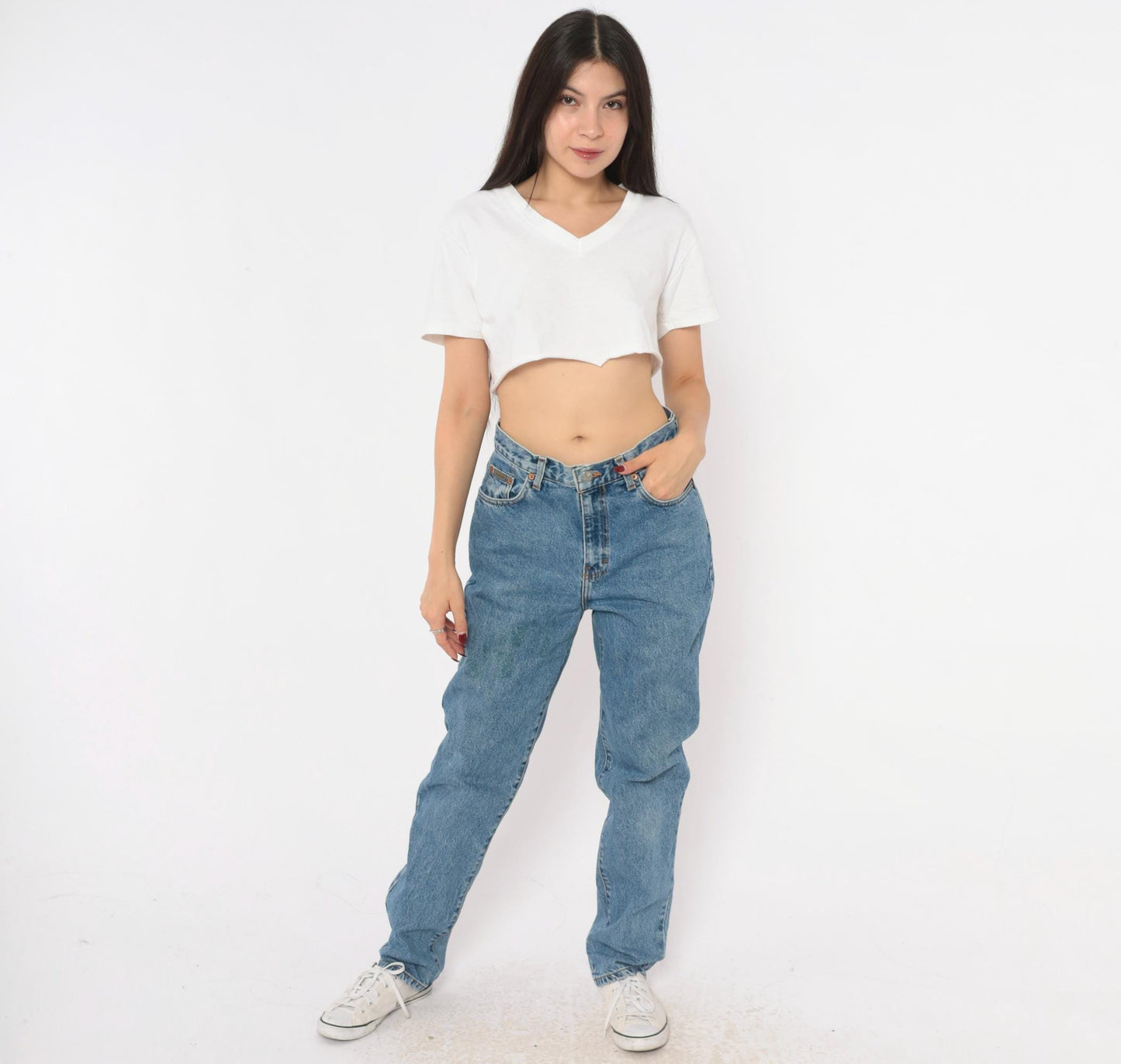 90s Calvin Klein High-Waist Straight Jeans Medium Wash Blue Small S