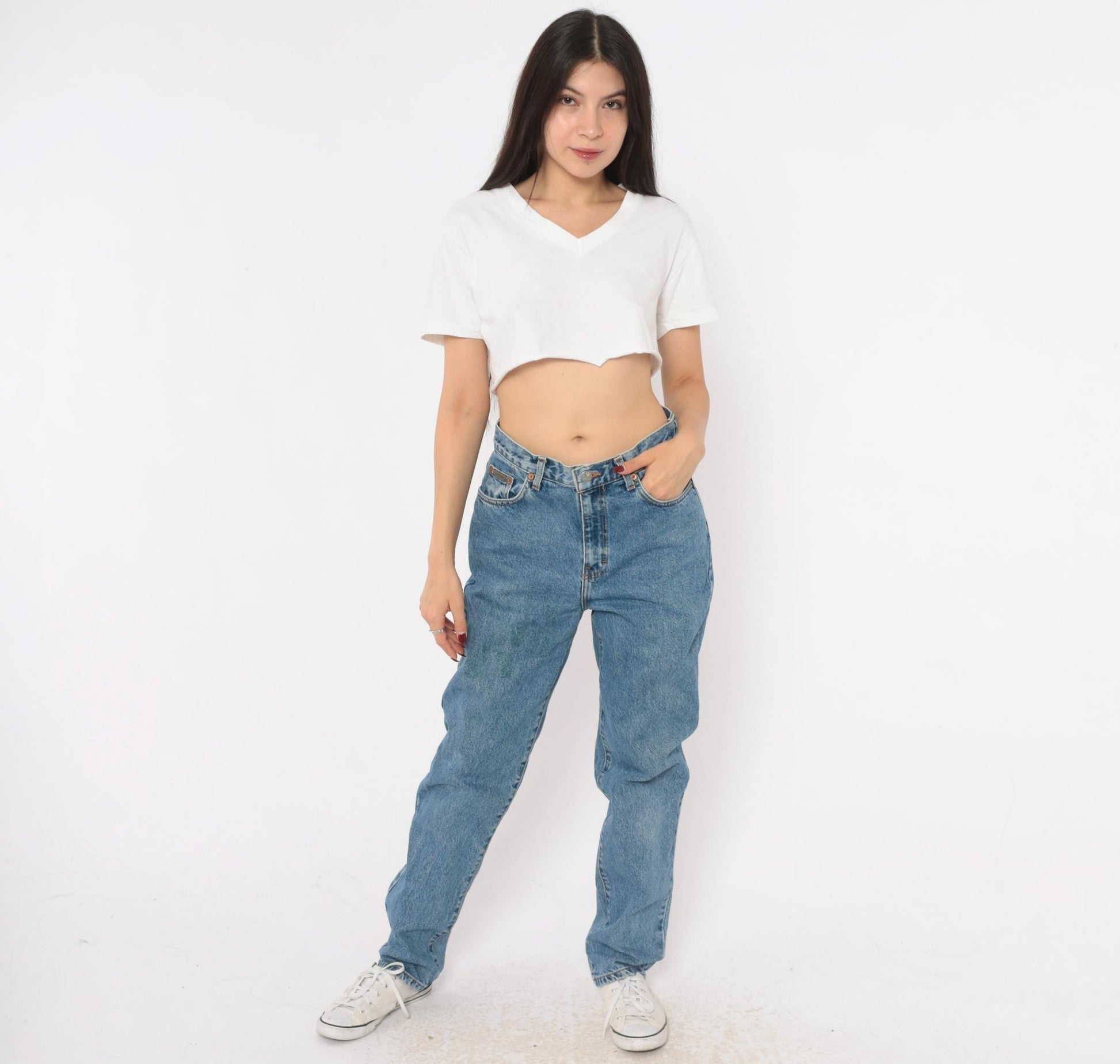 90s Calvin Klein High-Waist Straight Jeans Medium Wash Blue Small S