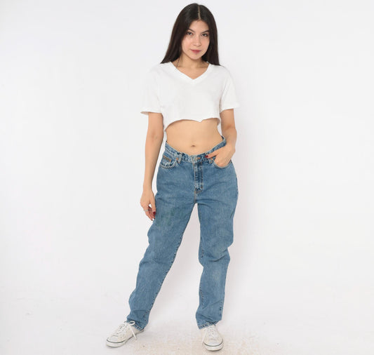 90s Calvin Klein High-Waist Straight Jeans Medium Wash Blue Small S