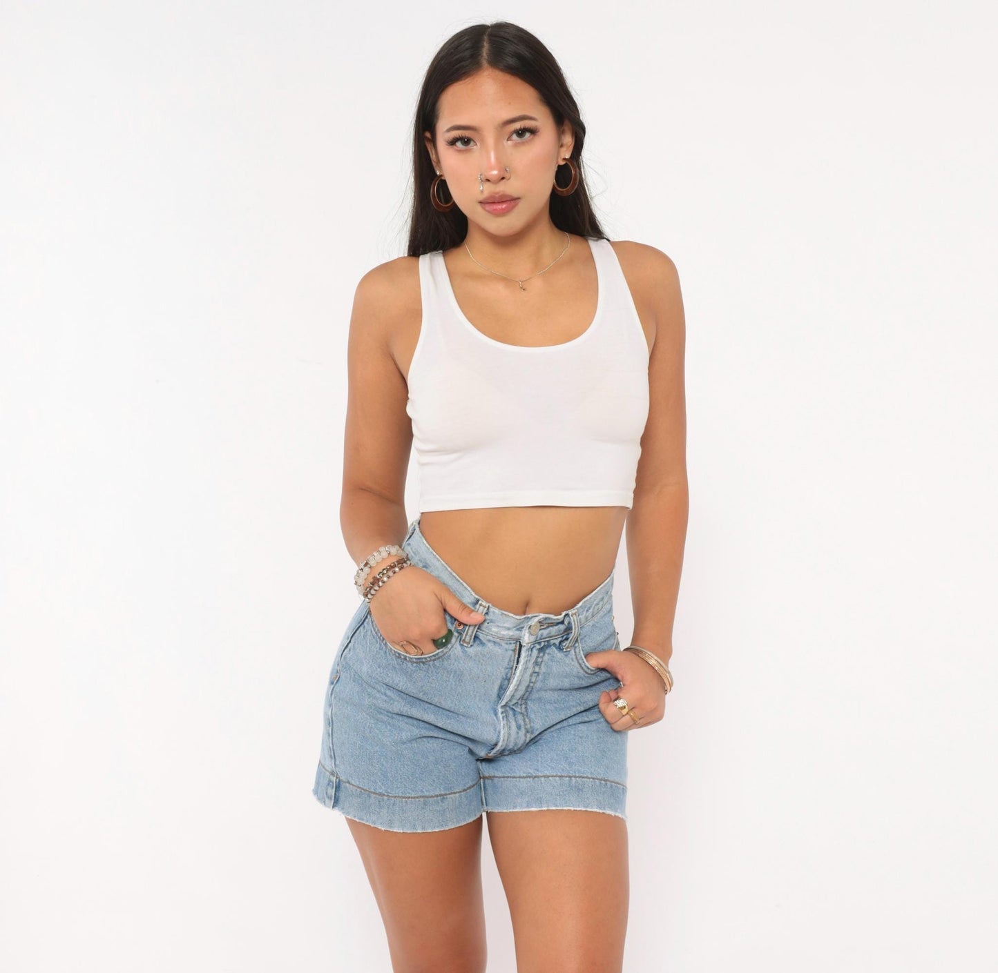 90s Bongo Blue Jeans Light Wash Cutoff Denim Shorts High Waisted Small 26