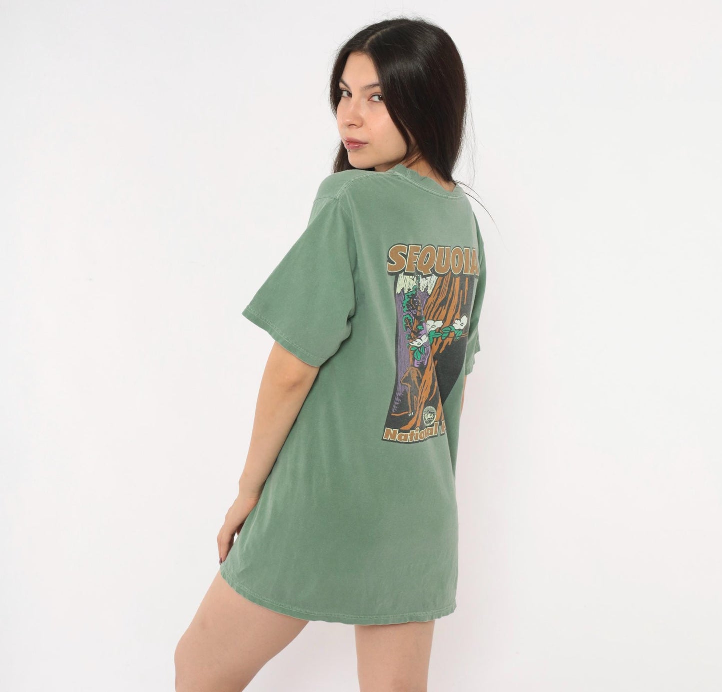 2000s Sequoia National Park Graphic Tee Sage Green Chroma Zone Medium