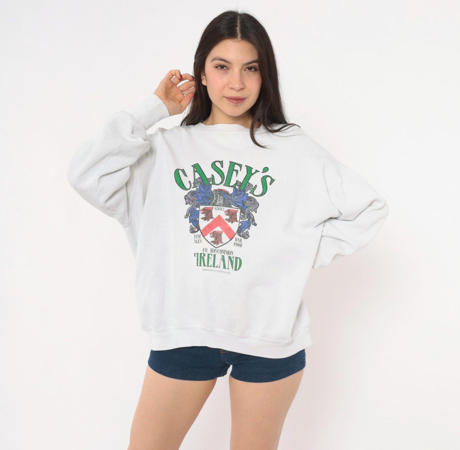 80s Healthknit Casey's Pub Ireland Crewneck Sweatshirt Green Crest Extra Large