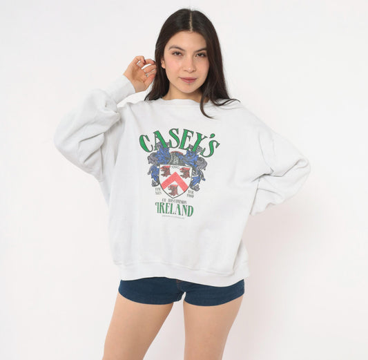 80s Healthknit Casey's Pub Ireland Crewneck Sweatshirt Green Crest Extra Large