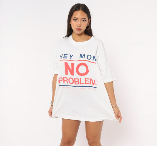 90s Hey Mon No Problem St Thomas Virgin Islands Graphic Tee White Cotton XL