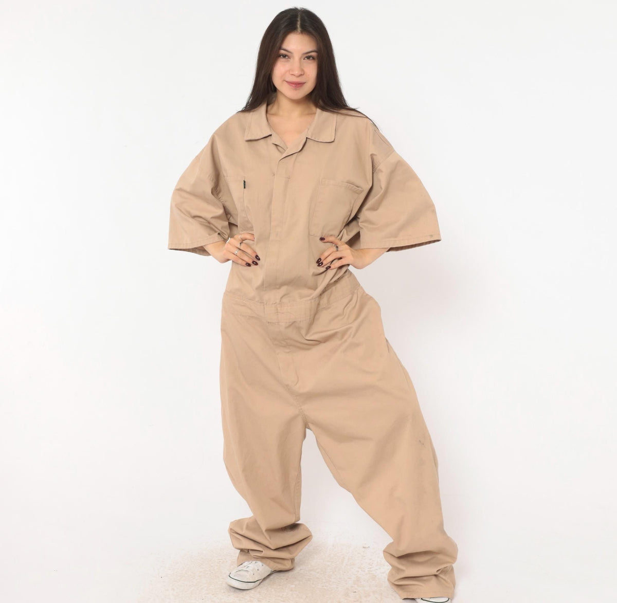 90s Kolossus Tan Coveralls Jumpsuit Short Sleeve Workwear Plus Size 3XL