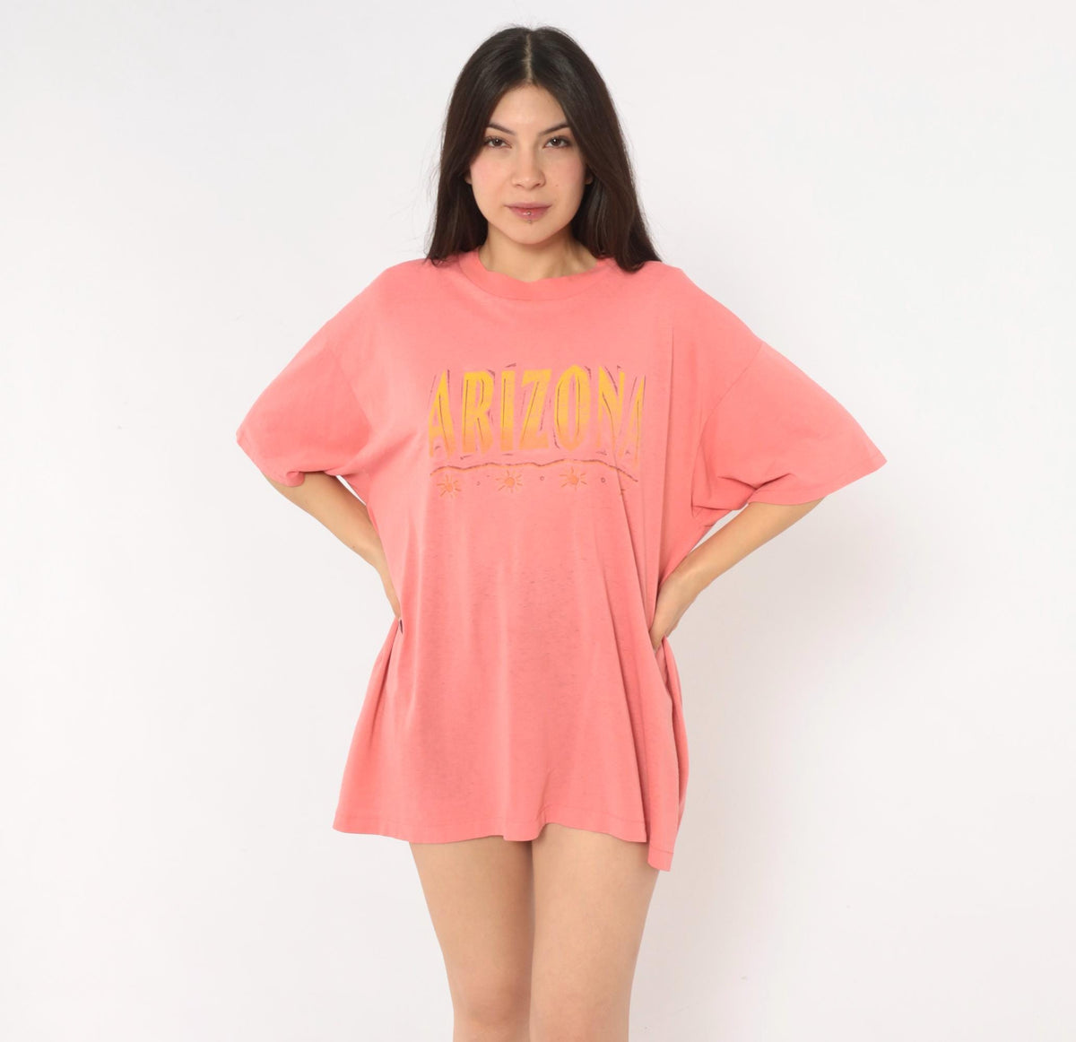 90s Arizona Souvenir Tee Coral Pink Sun Graphic Cotton Unisex Extra Large XL