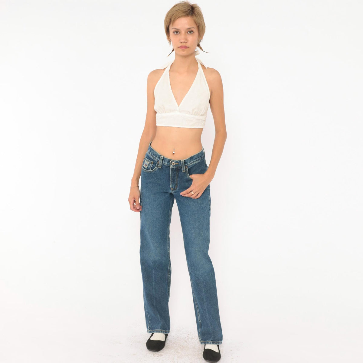 Y2K Cruel Girl Low Rise Straight Leg Jeans Medium Wash Cotton Extra Small XS