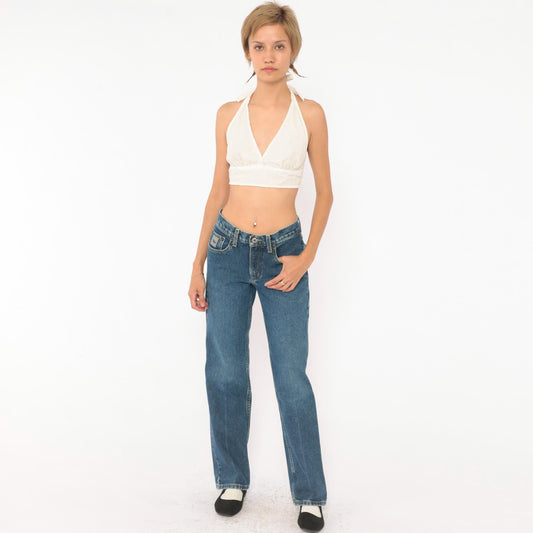 Y2K Cruel Girl Low Rise Straight Leg Jeans Medium Wash Cotton Extra Small XS