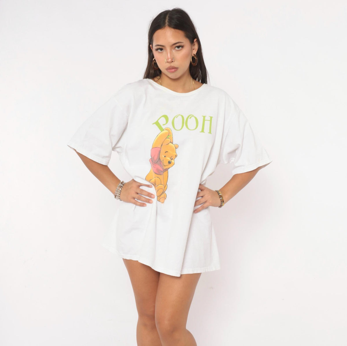 90s Winnie The Pooh Graphic Tee Disney White Cotton Tunic Extra Large XL