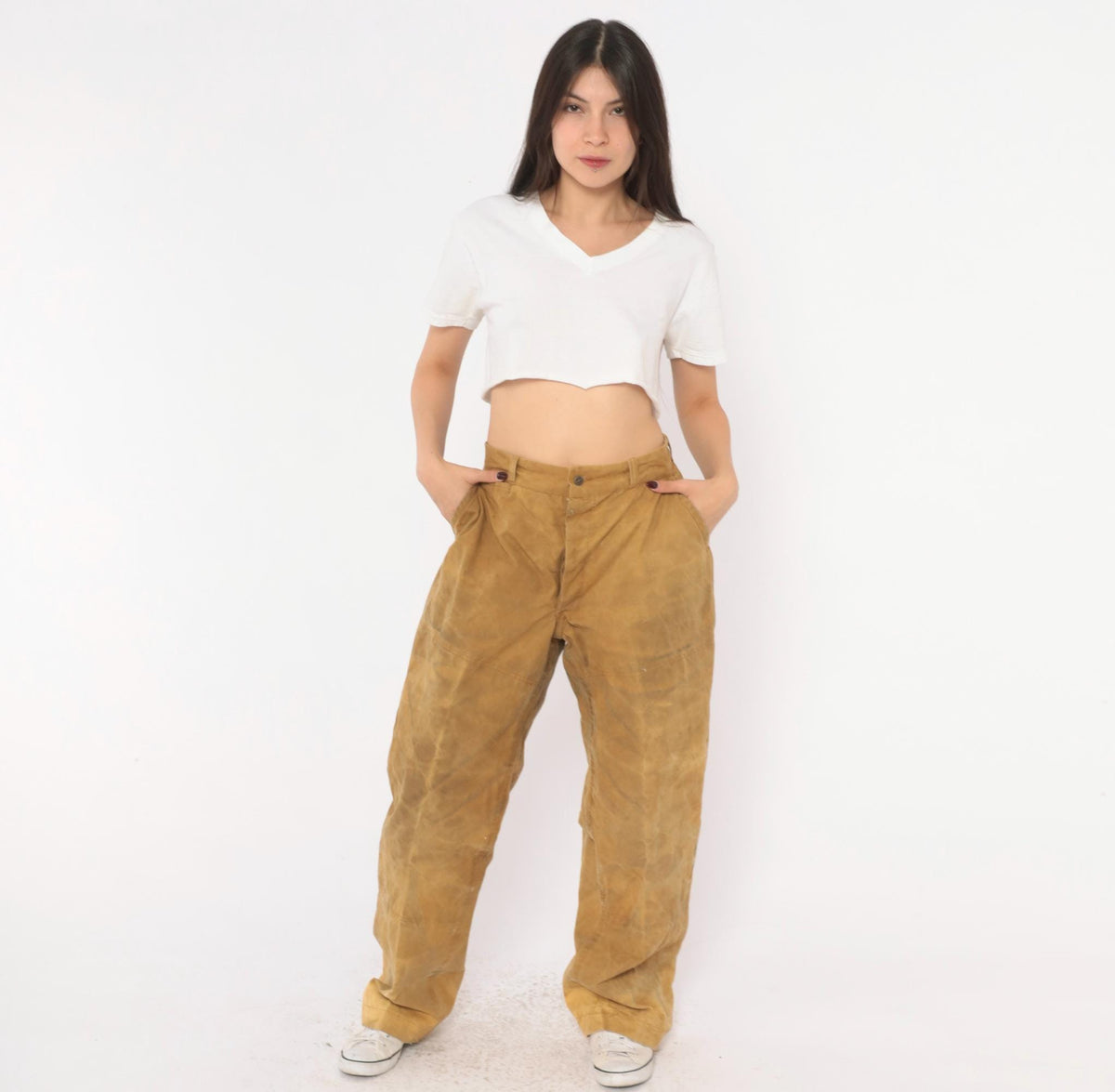 1920s Drybak Hunting Trousers Mustard Cotton High Waist Straight Leg Medium