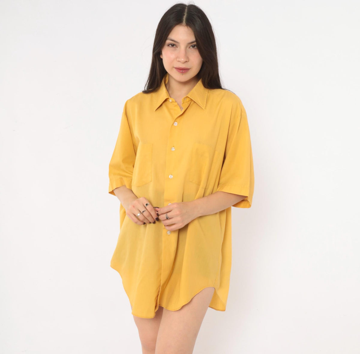 70s Arrow Belmont Club Mustard Yellow Button Up Shirt Extra Large XL