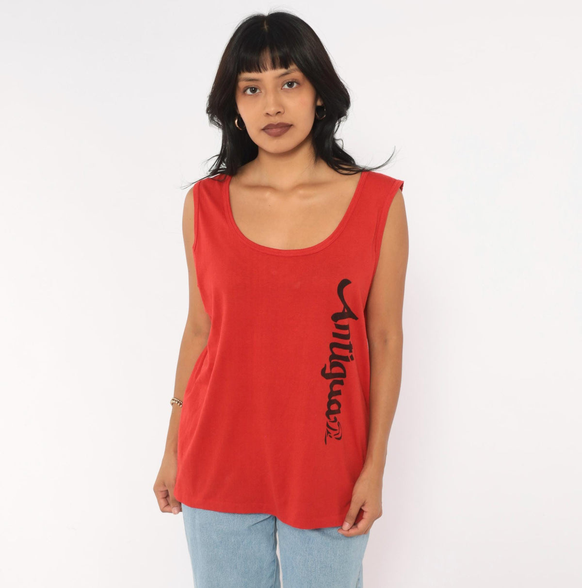 90s Red Antigua Caribbean Tank Top Graphic Sleeveless Large L