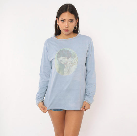 80s Skipper Portrait Graphic Tee Light Blue Long Sleeve Victorian Woman Large