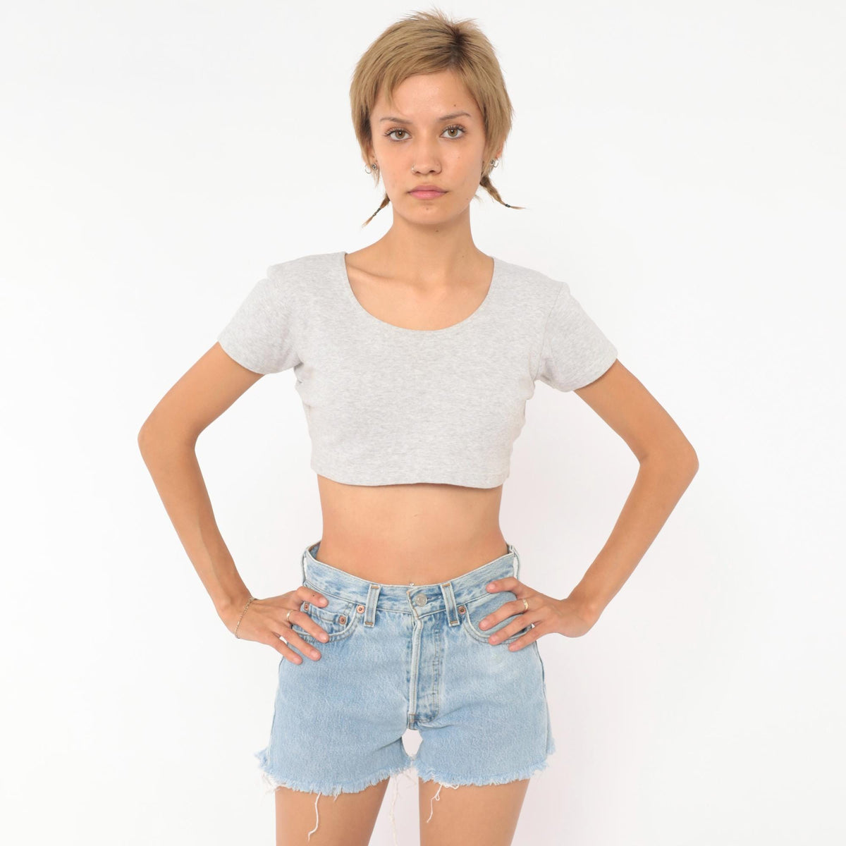 90s Levi's Cutoff Shorts Light Wash Denim High Rise Button Fly Extra Small XS