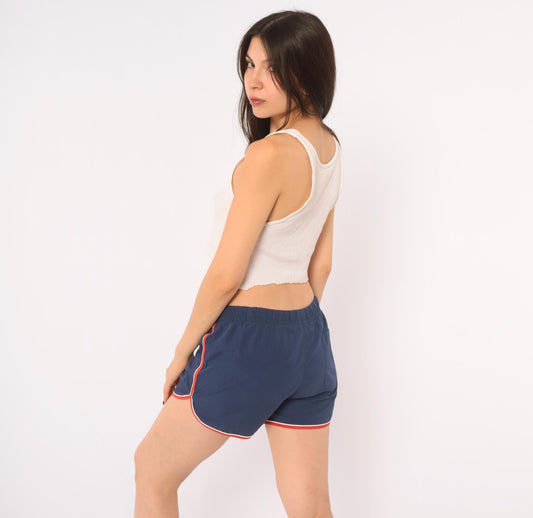 80s Asics Navy Running Shorts Red White Trim Athletic Medium