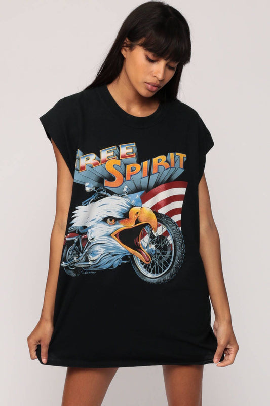 90s Free Spirit Eagle Motorcycle Tank Top American Flag Graphic Large