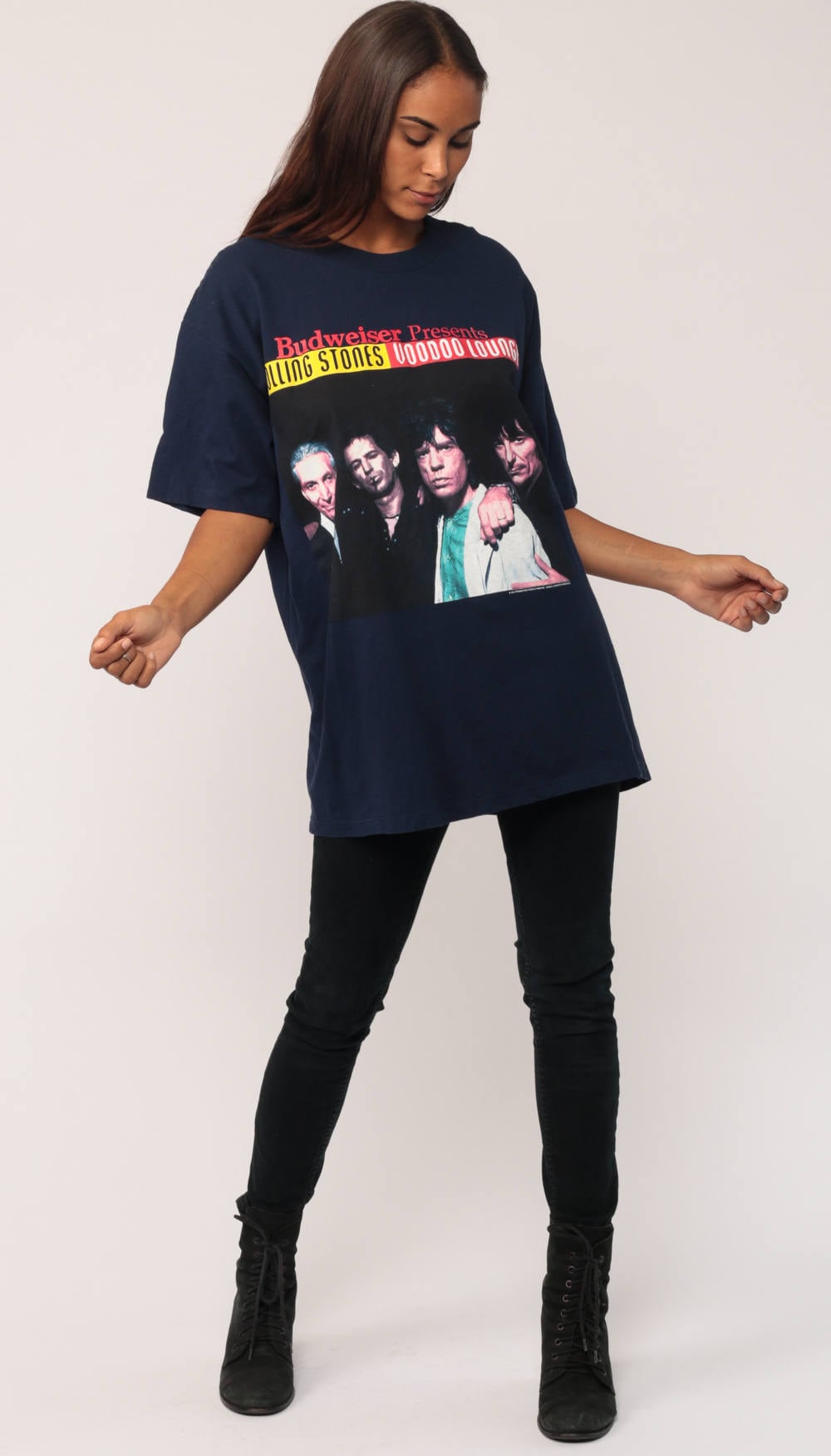 Rolling Stones Voodoo Lounge 1994 Tour Band Tee Navy Cotton Extra Large