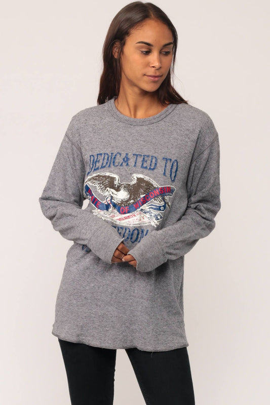 90s ABATE of Wisconsin Eagle Motorcycle Long Sleeve Shirt Grey Large