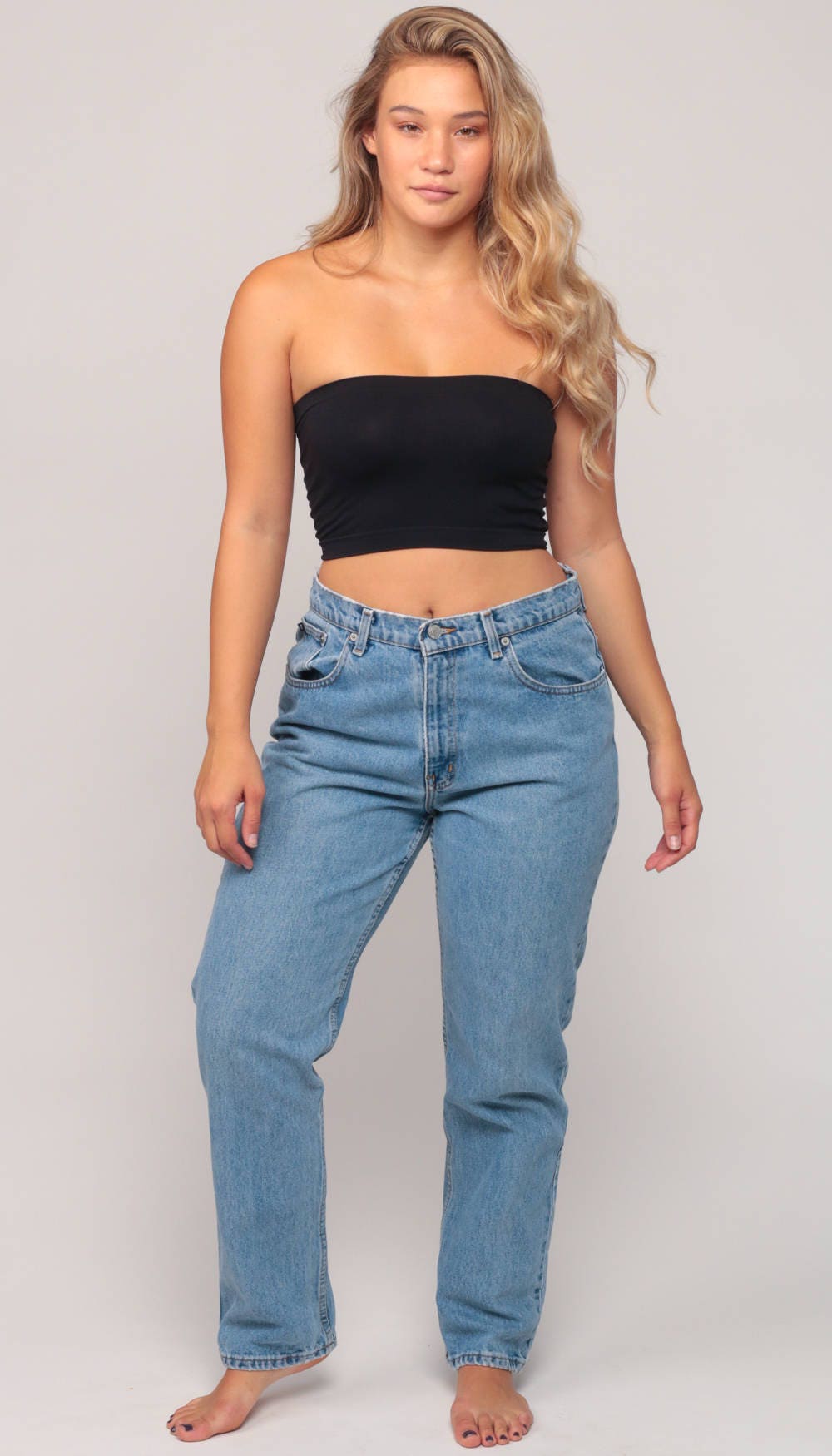 Ralph Lauren 90s High Waist Mom Jeans Blue Denim Tapered Large 12