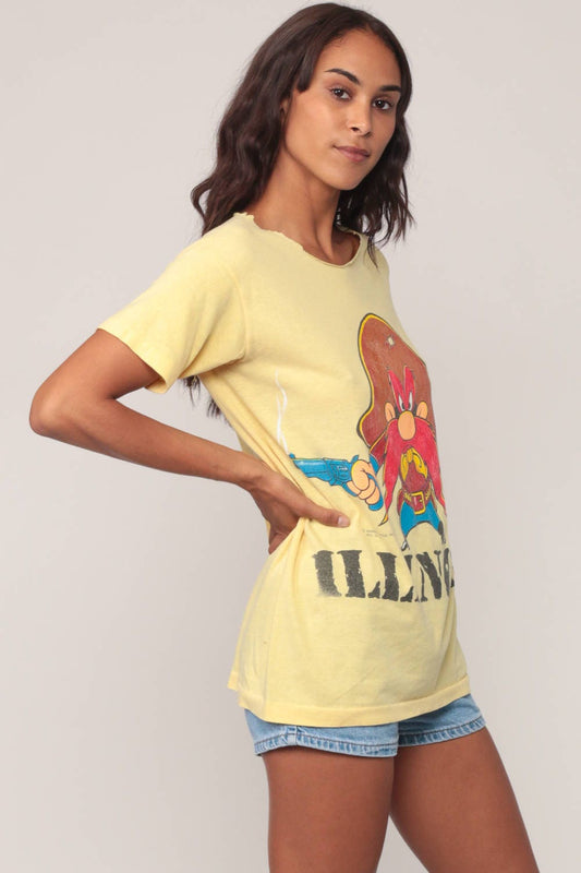 80s Yosemite Sam Looney Tunes Graphic Tee Yellow Cutoff Medium
