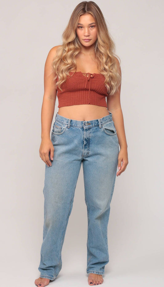 90s Calvin Klein High Waist Mom Jeans Faded Blue Denim Large