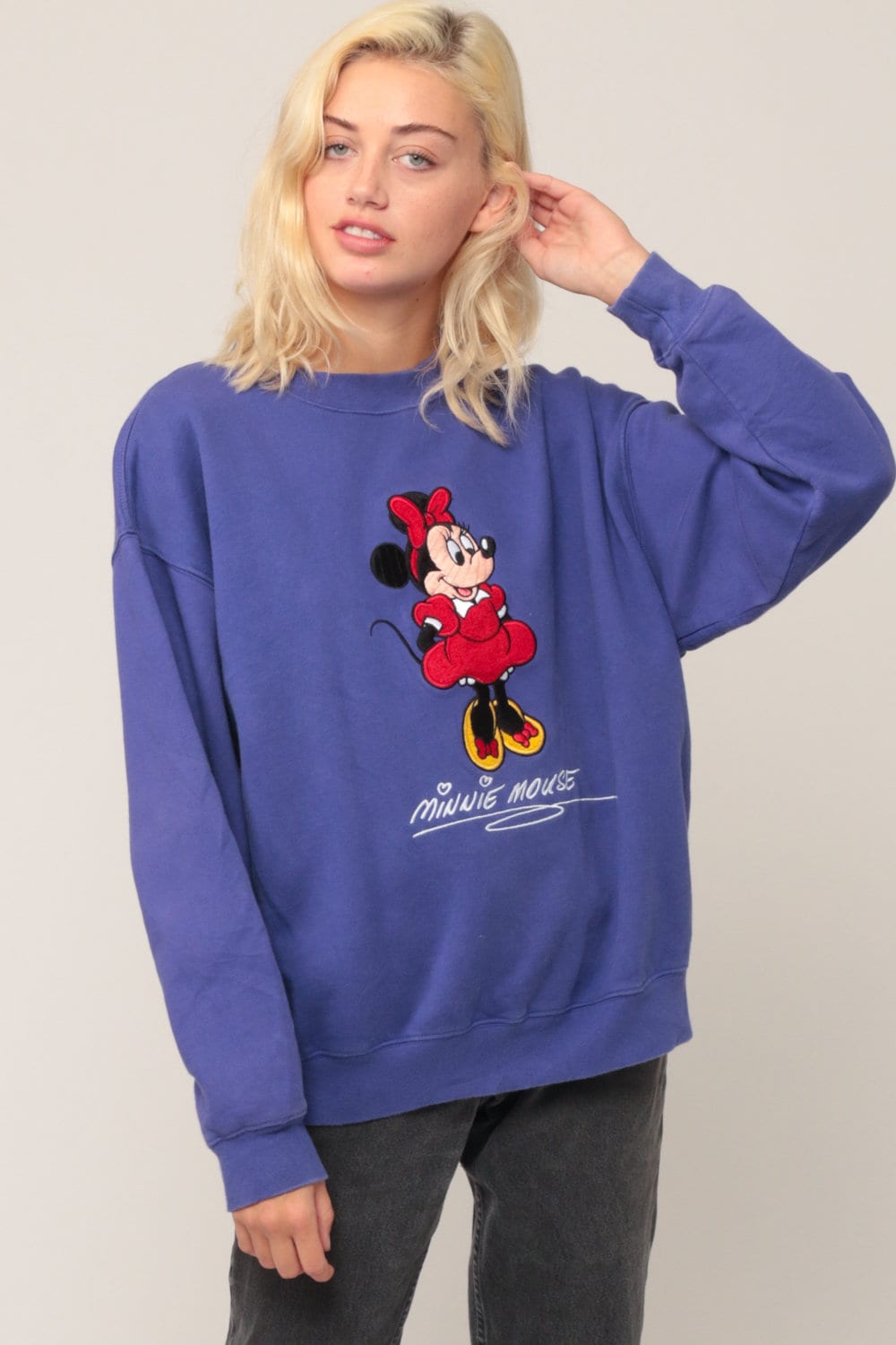 90s Minnie Mouse Walt Disney Sweatshirt Purple Graphic Crewneck Large