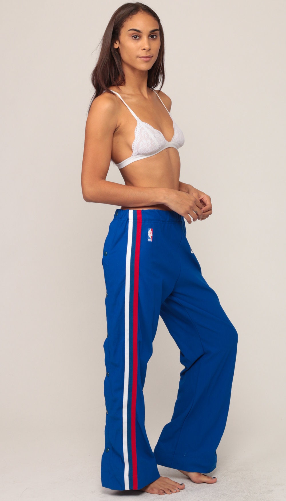 90s Los Angeles Clippers NBA Tearaway Track Pants Blue Nylon Unisex Medium Large
