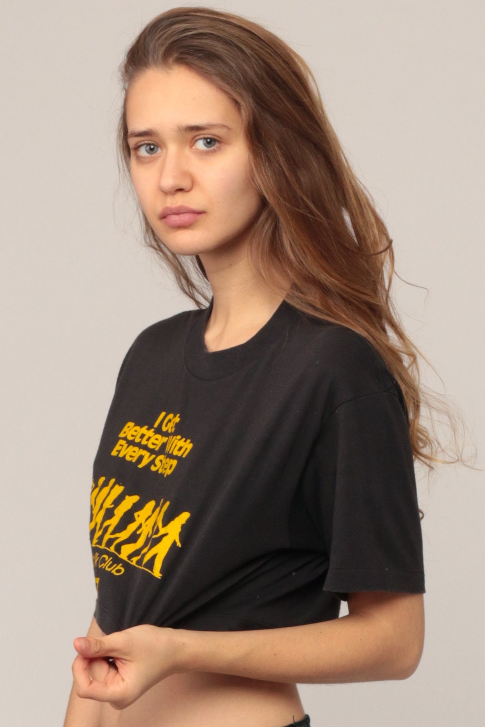 80s 100 Mile Walk Club Graphic Crop Top T-Shirt Small Medium