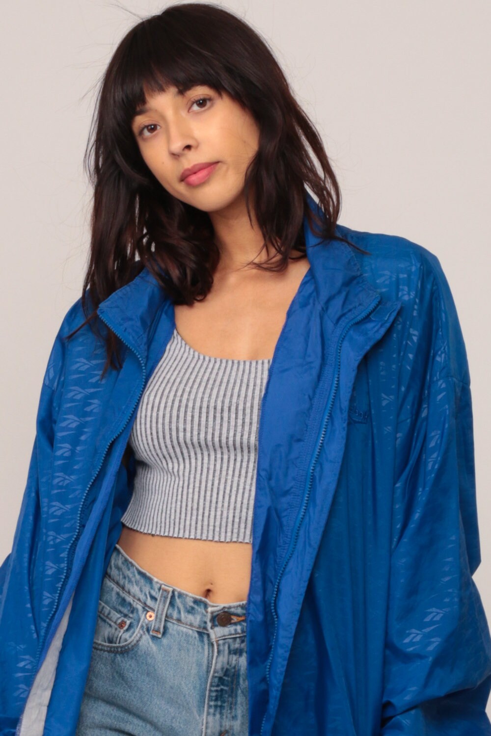 90s Reebok Hooded Windbreaker Jacket Blue Extra Large XXL
