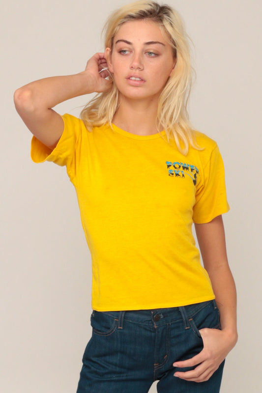 80s Power Ski Jet Ski Graphic T-Shirt Yellow Extra Small