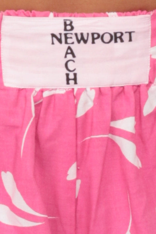 80s Floral Pink Shorts Newport Beach High Waist Wide Leg Cotton Extra Small