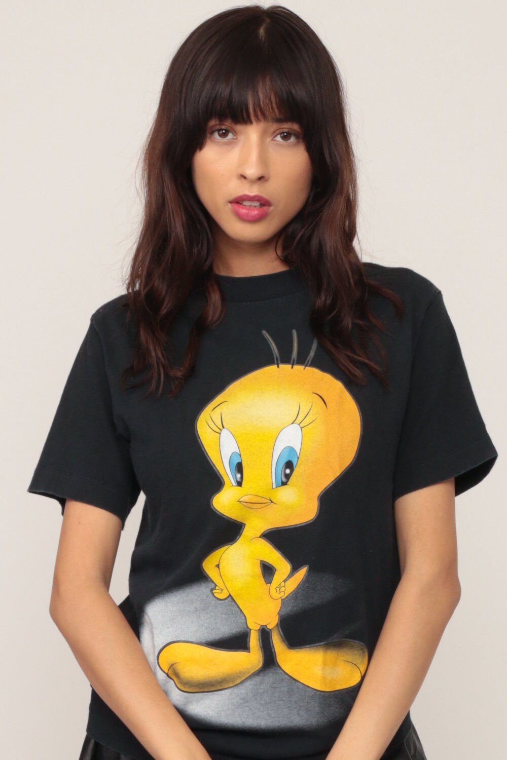 90s Tweety Bird Looney Tunes Warner Bros Graphic T-Shirt Black Small