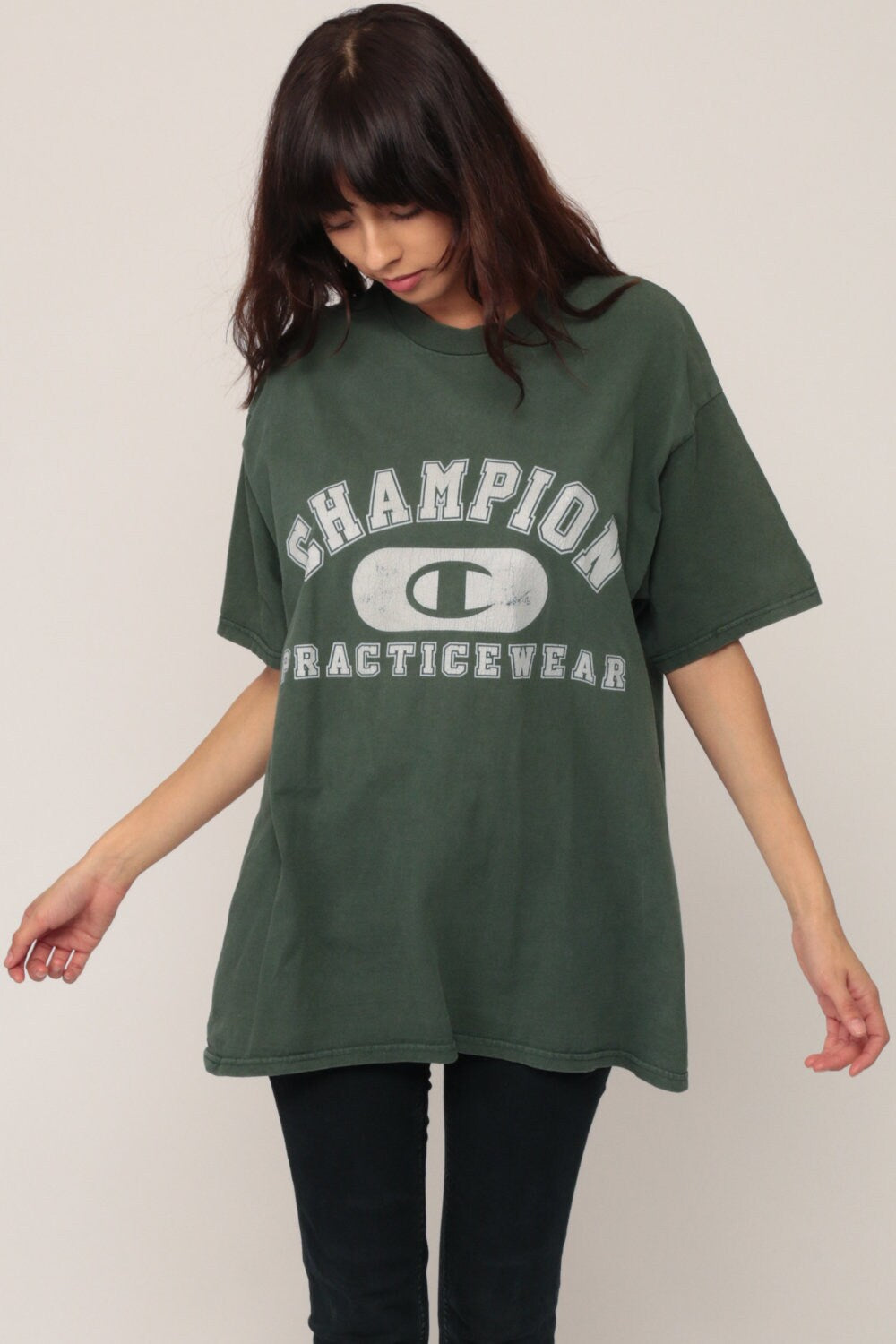 Champion Vintage 90s Athletic T-Shirt Green Unisex Medium Large