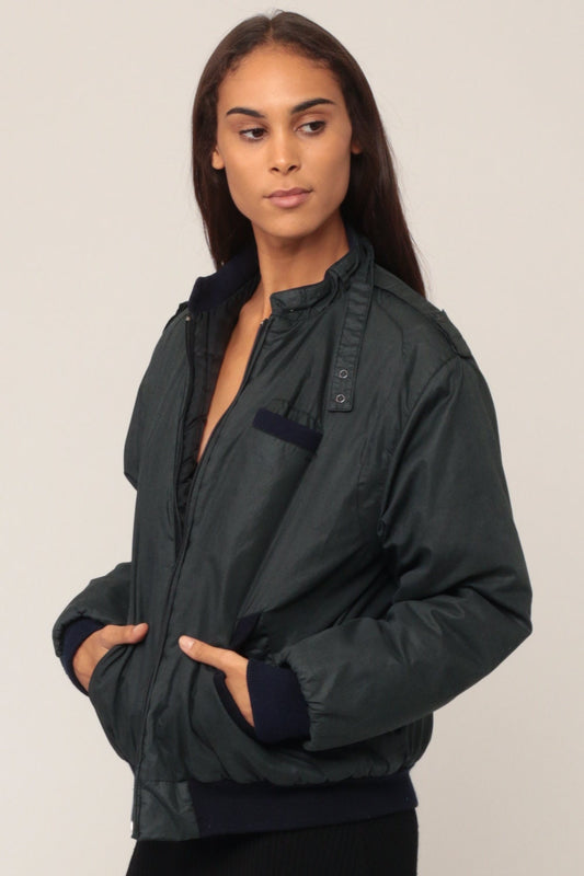 80s Cafe Racer Bomber Windbreaker Charcoal Jacket Unisex Medium